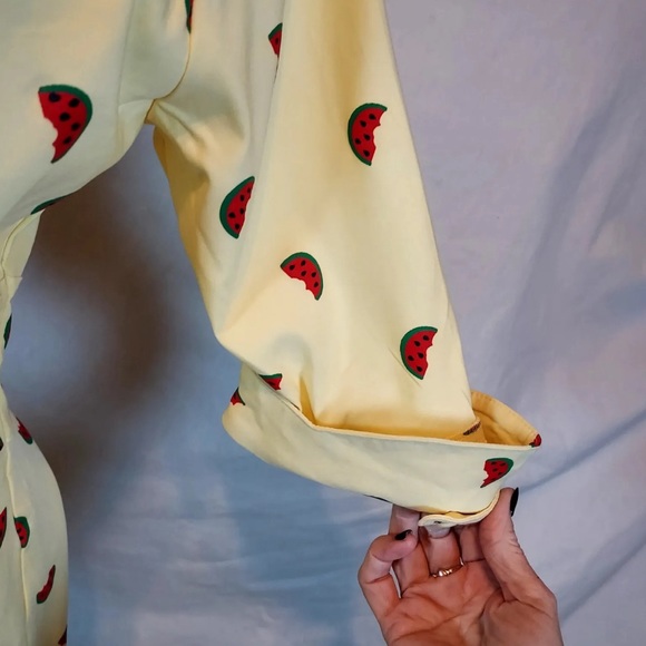 Unique Vintage Womens Dress Size L 10-12. Watermelons On Yellow Knee Length Zip - Picture 8 of 12